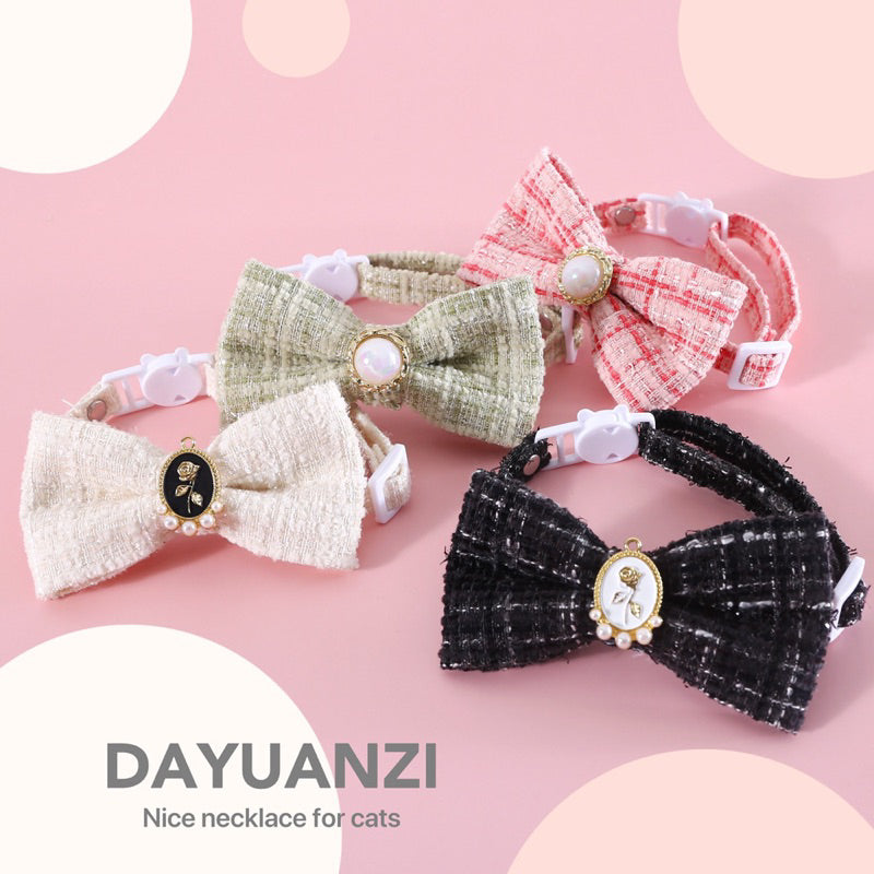 Cat bowtie bow tie grid design dog pet collar necklace accessories