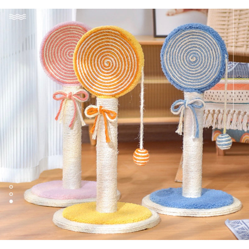 Cat Scratcher post pole lollipop 🍭 sisal rope scratch Pet toy
