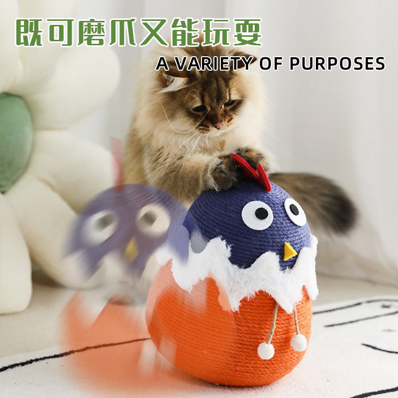 Gugu Chicken 🐥cat toy sisal ball tumbler pet toy scratcher