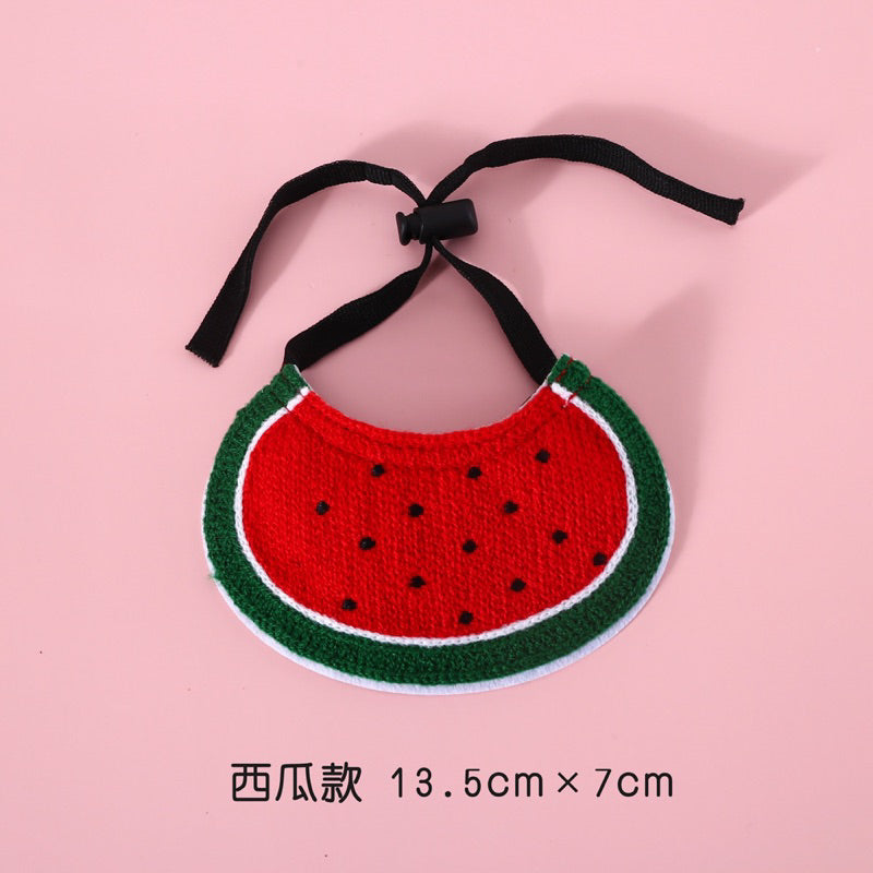 Cat Dog Collar Napkin Necklace Accessories Pet Cloth Tamago Duck Cherry Watermelon