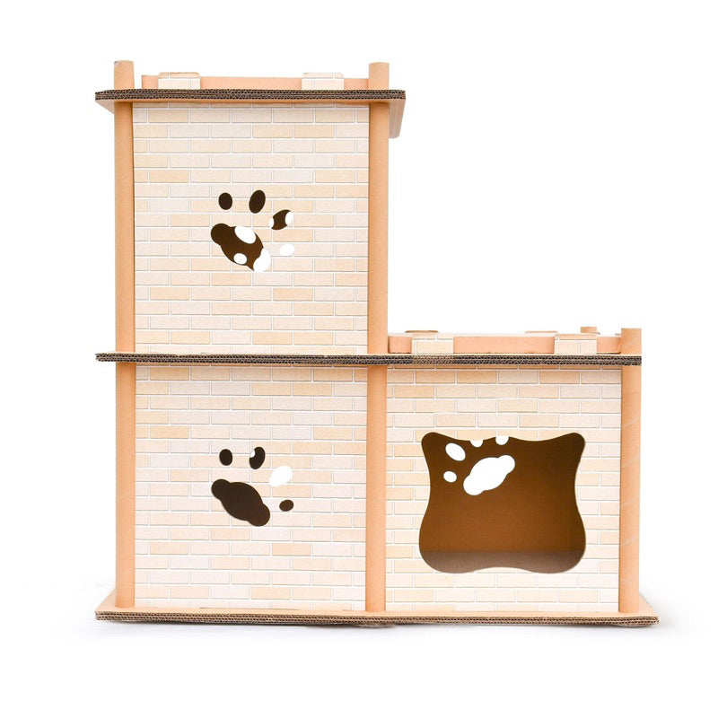Deku Cardboard Triple Deck Cat House Scratcher Villa Scratch Board Pet Toy