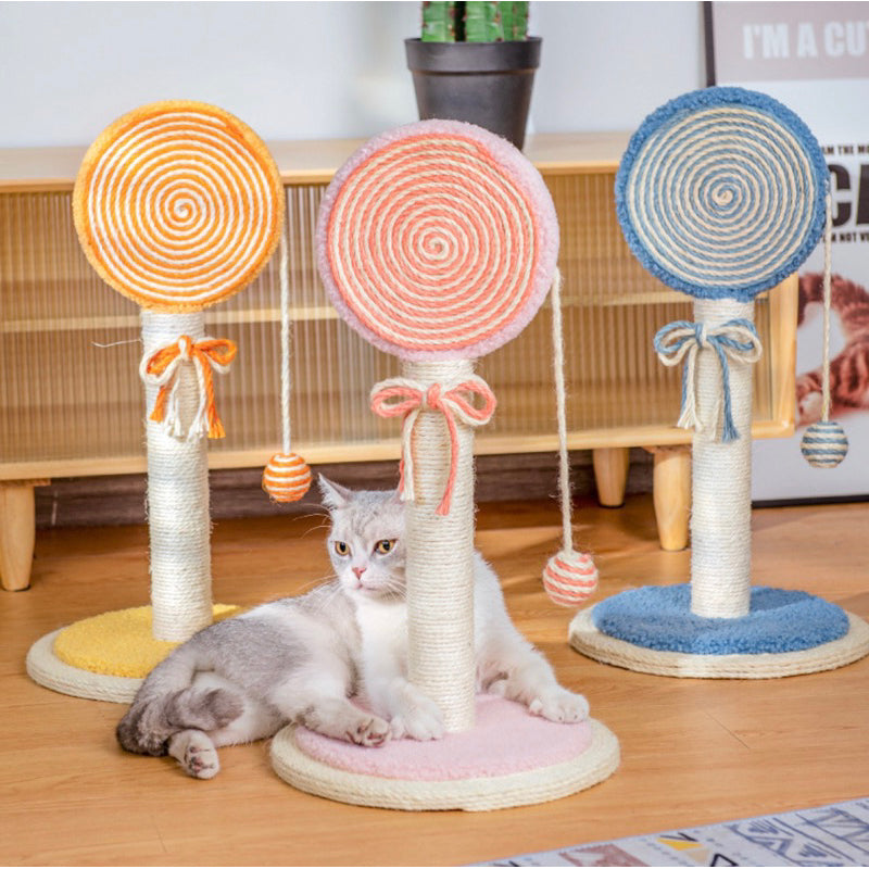 Cat Scratcher post pole lollipop 🍭 sisal rope scratch Pet toy