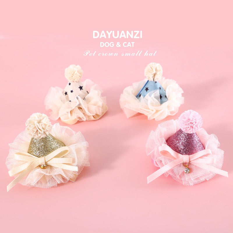 Cat party hat 🥳 pet dog necklace accessories cap