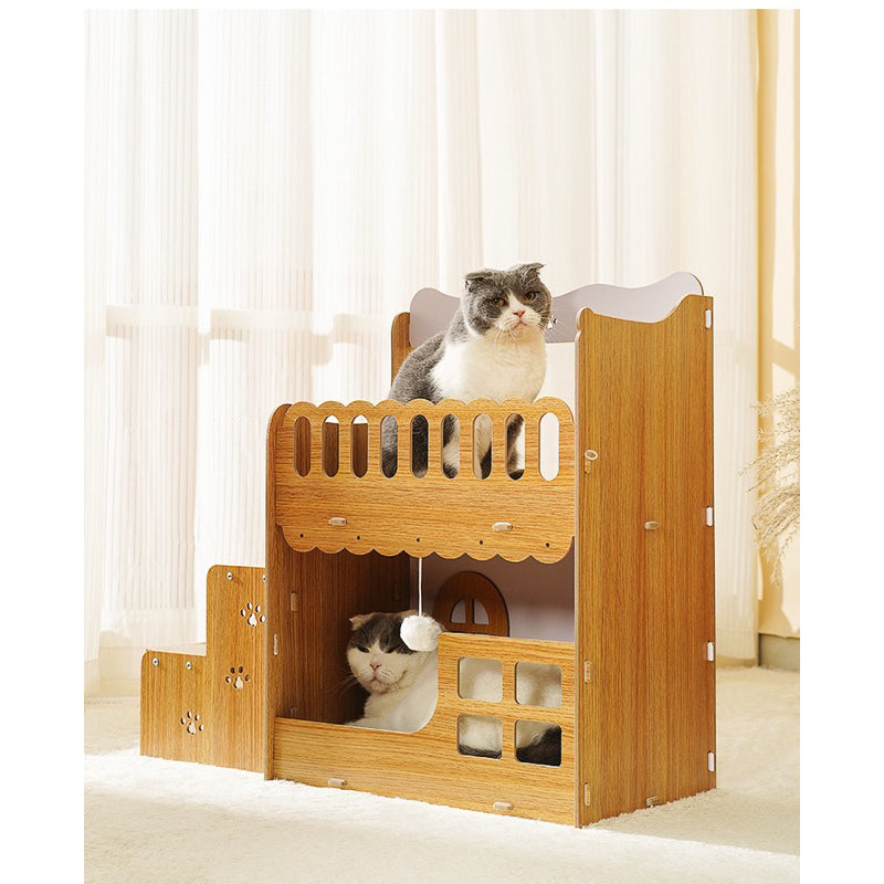 MeowFairy Double Deck Loft Cat Scratcher House Scratch Board Bed pet toy