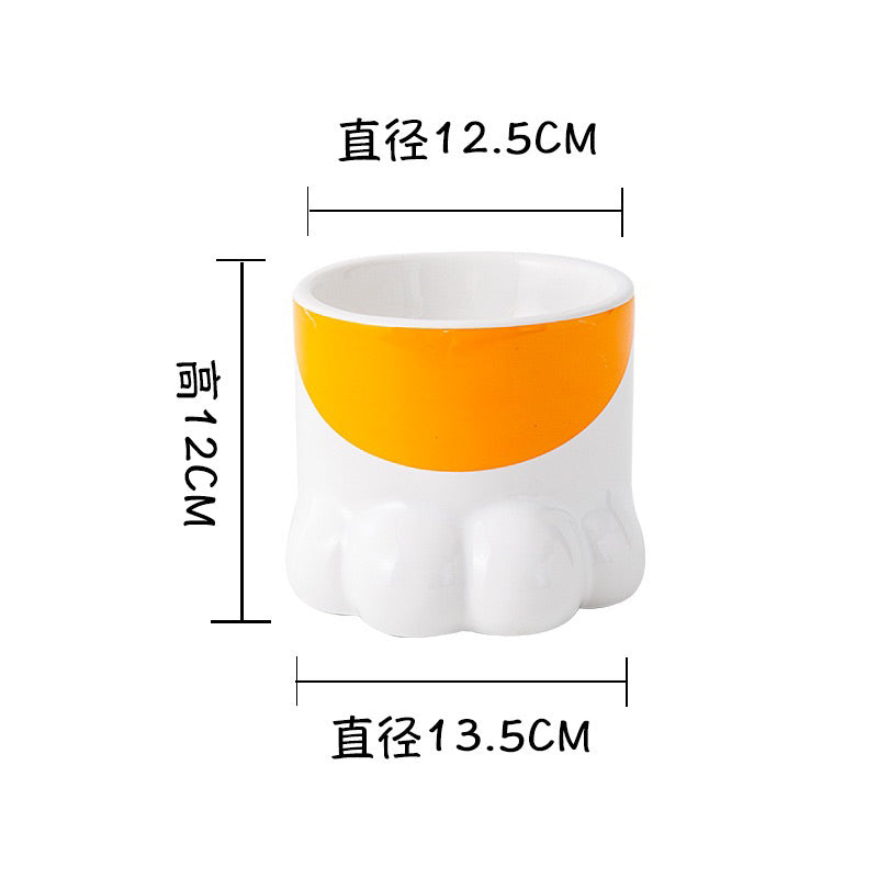 Pet Bowl Cat Dog Feeding Bow Paw High Feeder