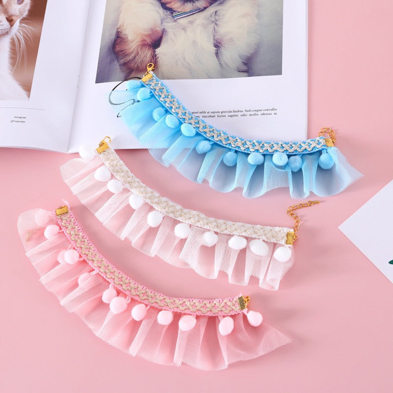 Cat Necklace hand made fur ball pet dog collar neck accessories