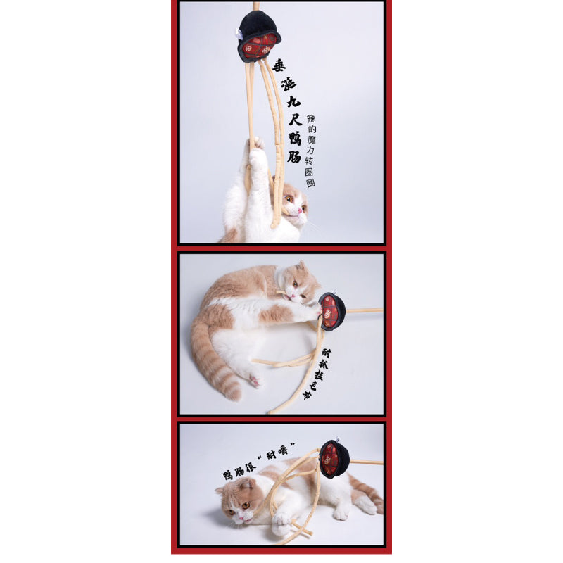 PurLab Food Series Cat Teaser Catnip Wood Handle Stick Wand Chaser Pet Toy
