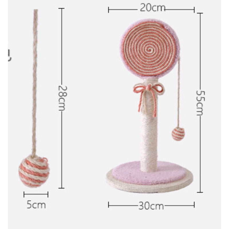 Cat Scratcher post pole lollipop 🍭 sisal rope scratch Pet toy