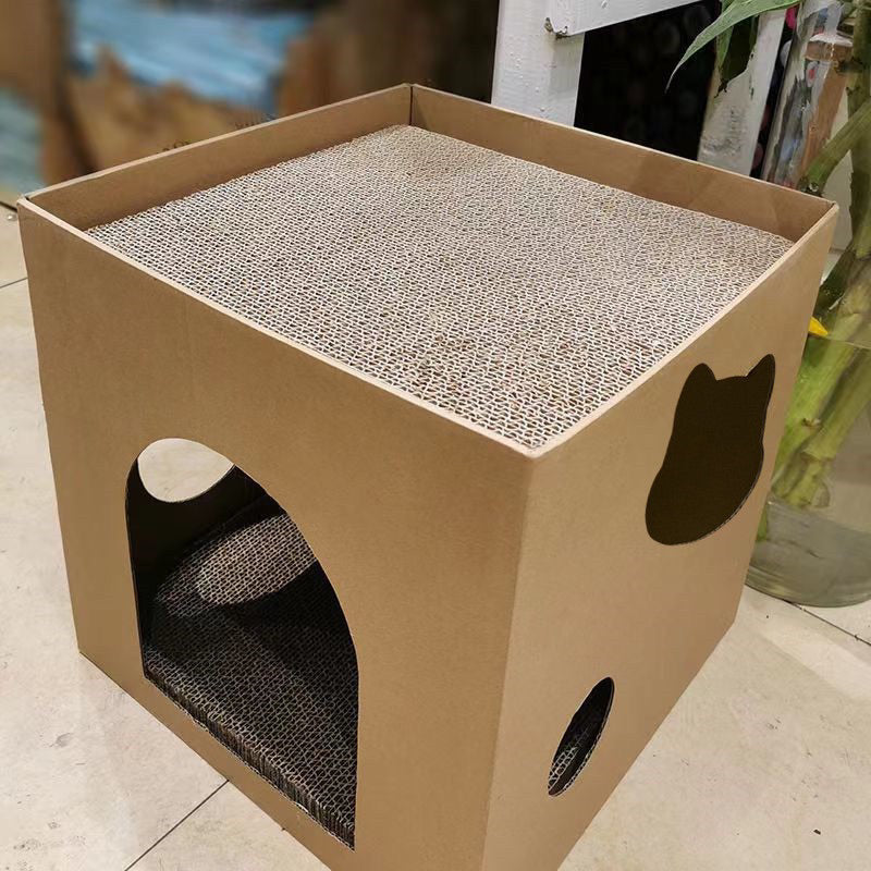 Cat Scratcher Scrach board Cubic simple Box 📦 Pet toy double deck house