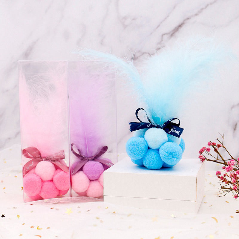 Cat Toy Rice Ball with Feather Bell Chaser Gift Box Pet