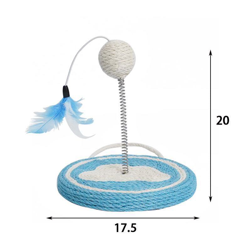 Zeze sisal cat scratcher scratch board pet toy spring teaser ball hanging catnip feather toy