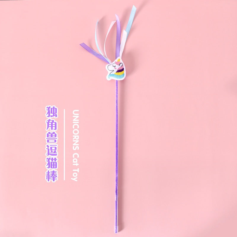 Rainbow and Unicorn Cat teaser Pet toy stick wand