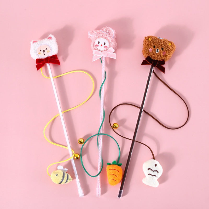 Cat Teaser wand stick interactive toy pet training animal friend series with string bell