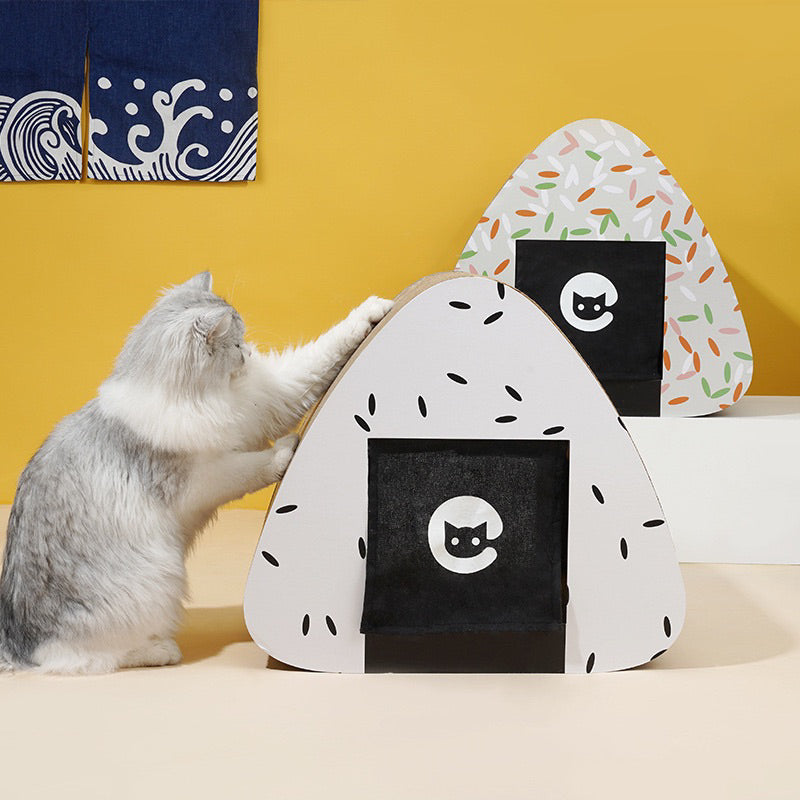 Zeze Rice Ball 🍙 Cat Scratcher Scratch Board House Pet Toy