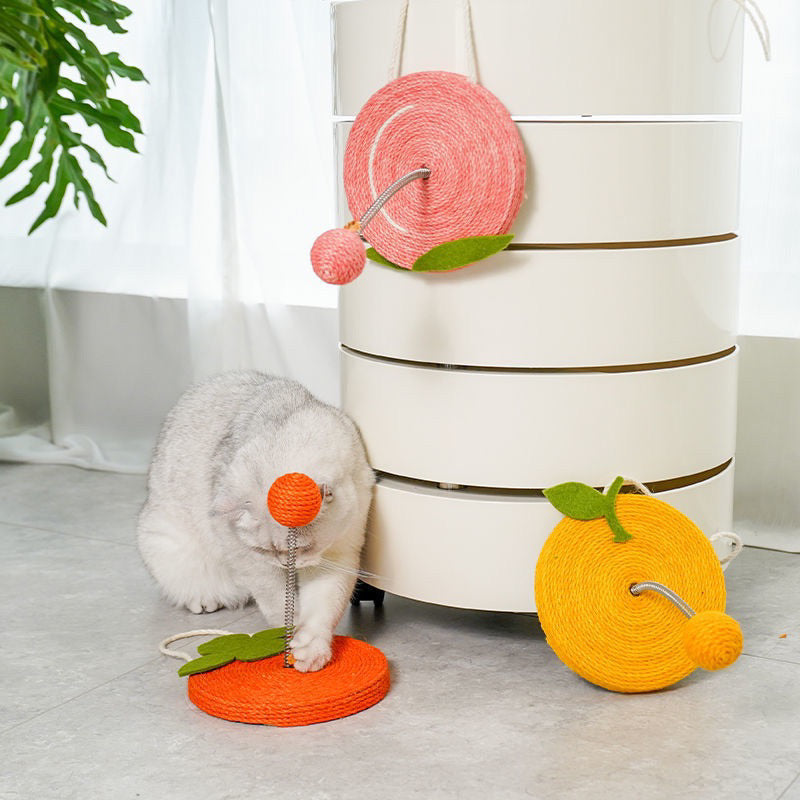 Zeze sisal cat scratcher scratch board pet toy spring teaser ball hanging catnip feather toy
