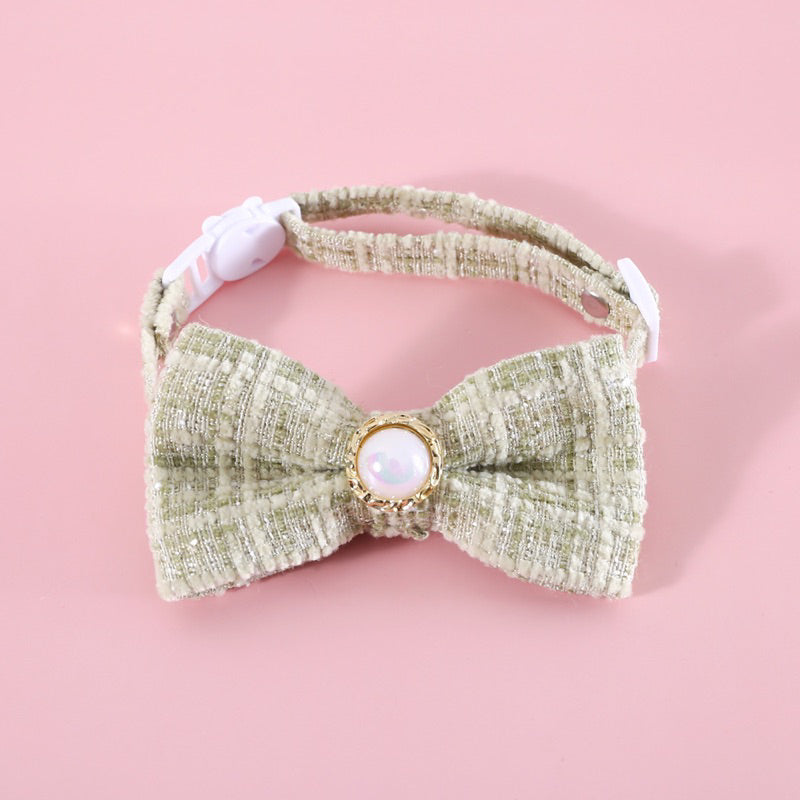 Cat bowtie bow tie grid design dog pet collar necklace accessories