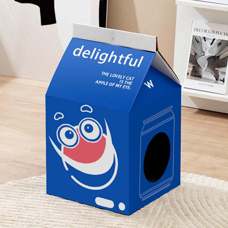 Classic Milk Box Cat Scratcher Pad Scratch Board Pet House Bed
