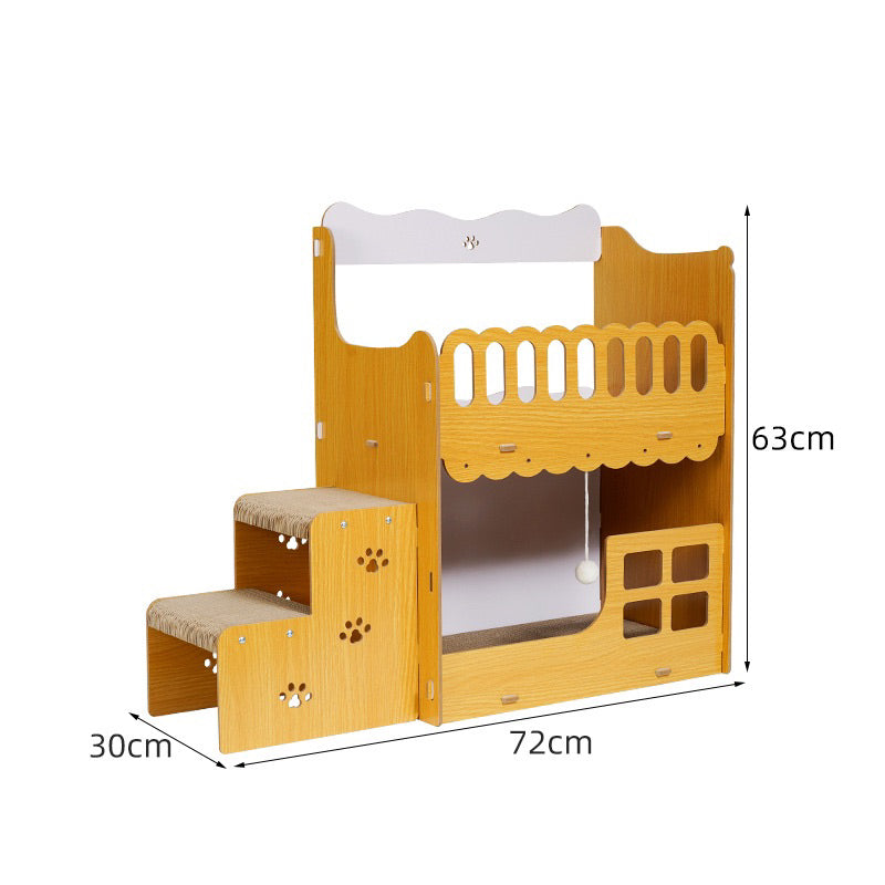 MeowFairy Double Deck Loft Cat Scratcher House Scratch Board Bed pet toy