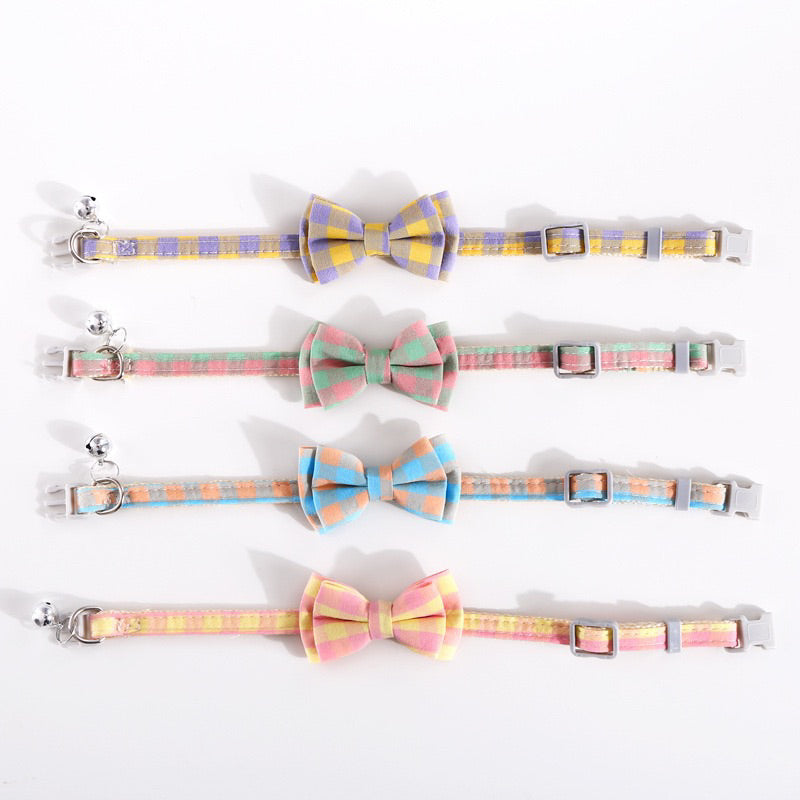 Pet Bow Tie cat dog grid design cravat collar necklace neck accessories