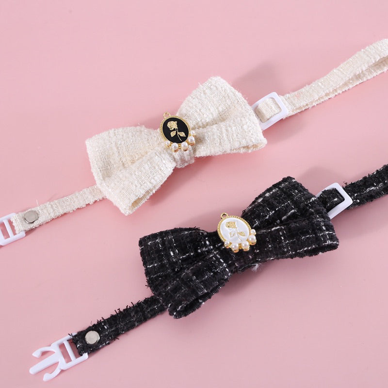 Cat bowtie bow tie grid design dog pet collar necklace accessories