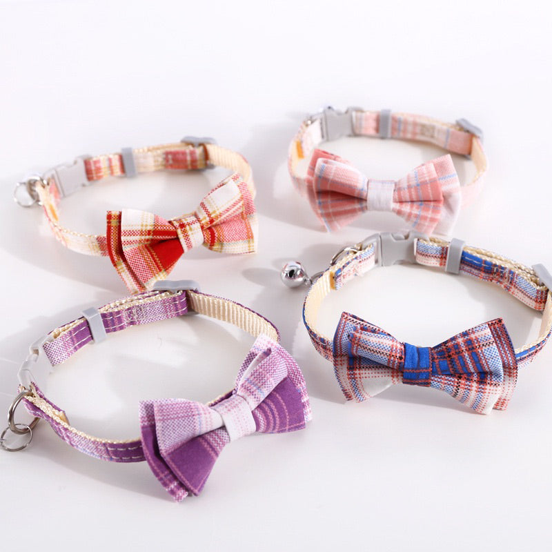 Pet Bow Tie cat dog grid design cravat collar necklace neck accessories
