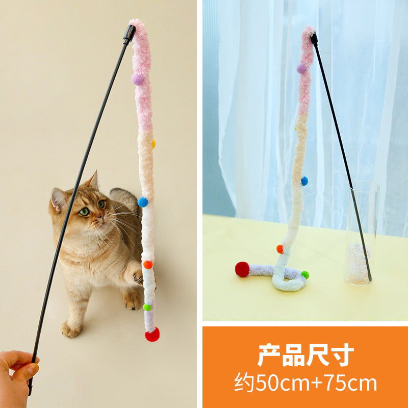 Cat Teaser Fluffy Rope Quiet Pet Toy Stick Chaser Wand Christmas Design