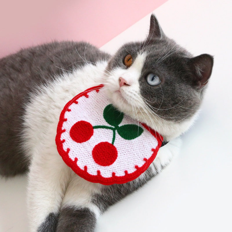Cat Dog Collar Napkin Necklace Accessories Pet Cloth Tamago Duck Cherry Watermelon
