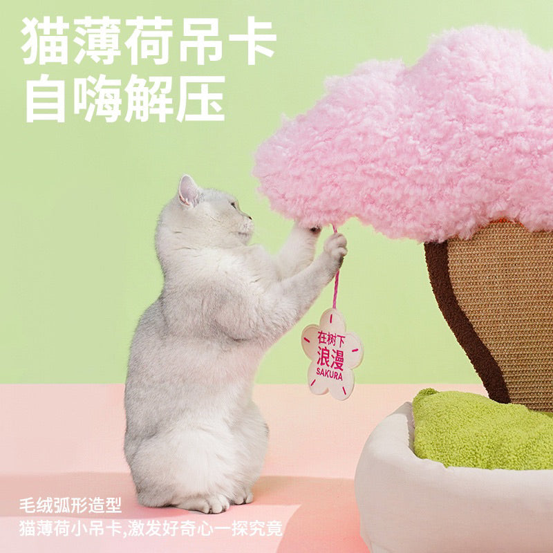 Zeze Sakura Tree Cat Scratcher Bed House Scratch Board Post Sisal