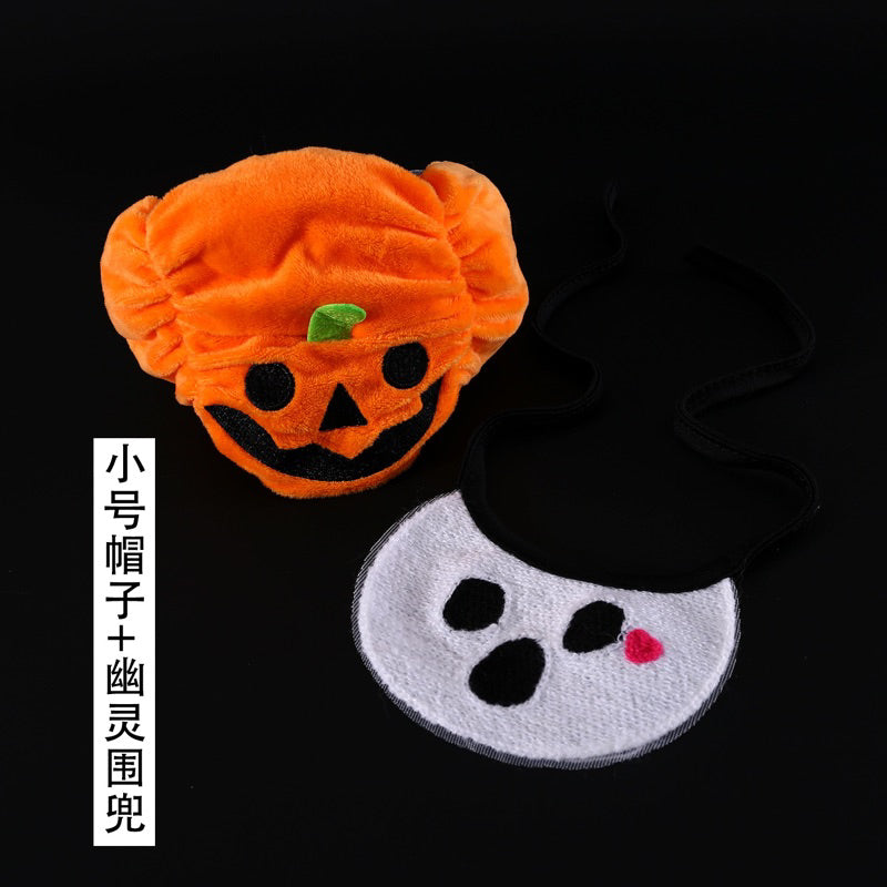Happy Halloween Pumpkin Hat For Pet Cat Dog Cosplay Suit Napkin Collar