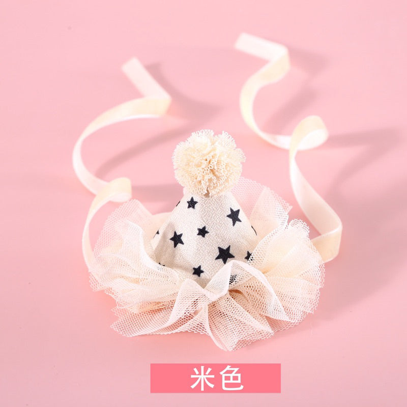 Cat party hat 🥳 pet dog necklace accessories cap