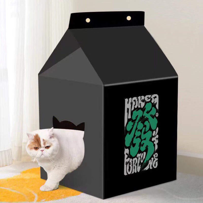 Classic Milk Box Cat Scratcher Pad Scratch Board Pet House Bed