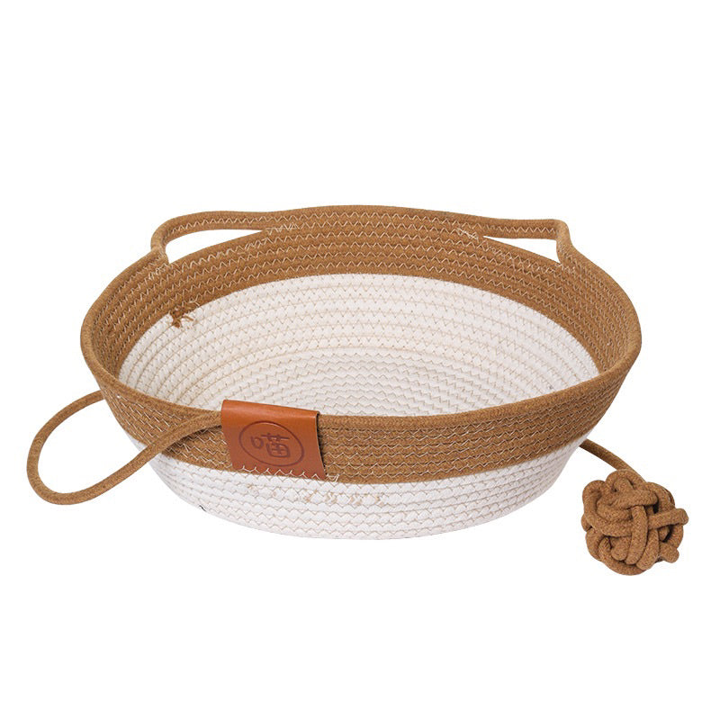Cat cotton sleeping house with chaser ball cat ear pad knits 🧶