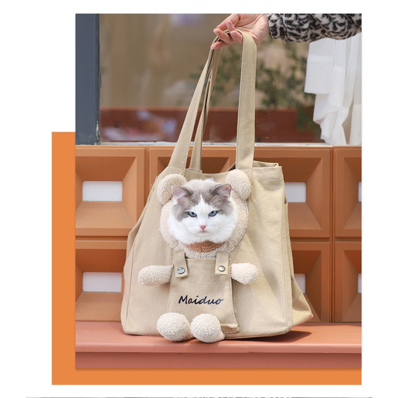 Cat Carrier tote 💼 bag bear teddy pet dog single shoulder travel essentials