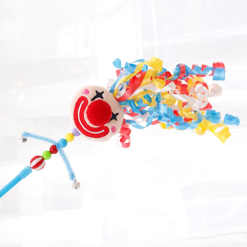 Clown Cat Teaser Stick Want Pet Toy