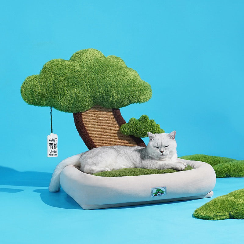 Zeze Pine Tree Cat Scratcher Bed Scratch Board Pet House