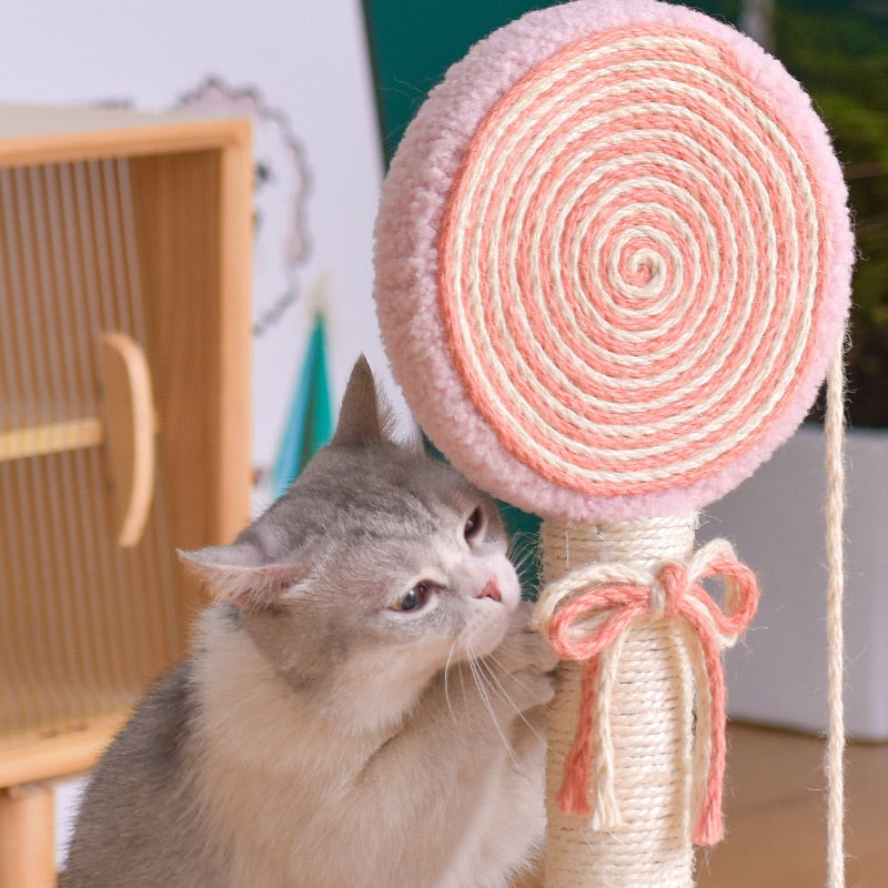 Cat Scratcher post pole lollipop 🍭 sisal rope scratch Pet toy