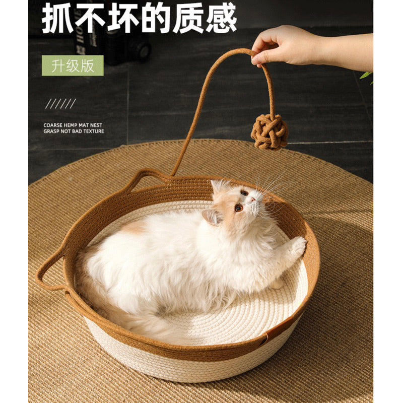 Cat cotton sleeping house with chaser ball cat ear pad knits 🧶