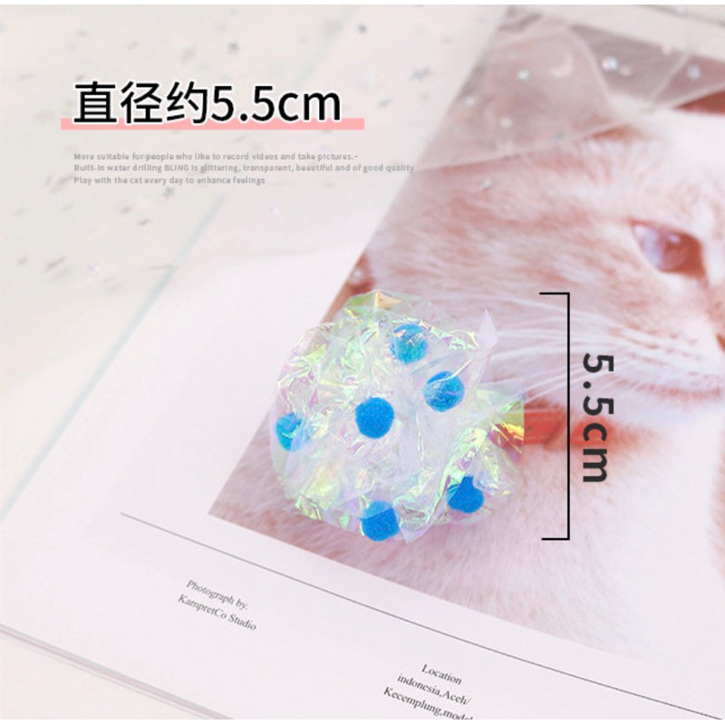New plastic paper sound ball with gift box set of 3 pet toy cat toy chaser