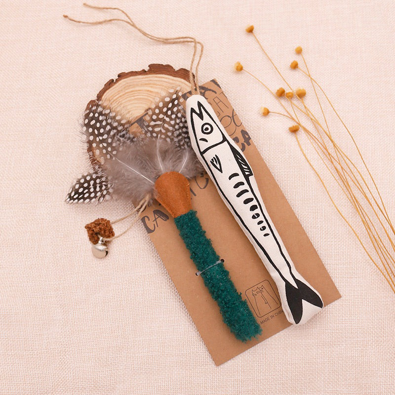 Cat toy Catnip bar set with fish feather bell insect Gall pet toy set