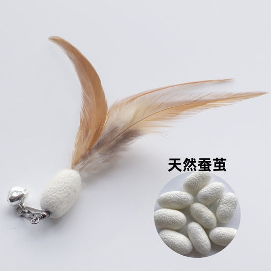 Cat teaser replacement tip silkworm cocoon pet toy chaser
