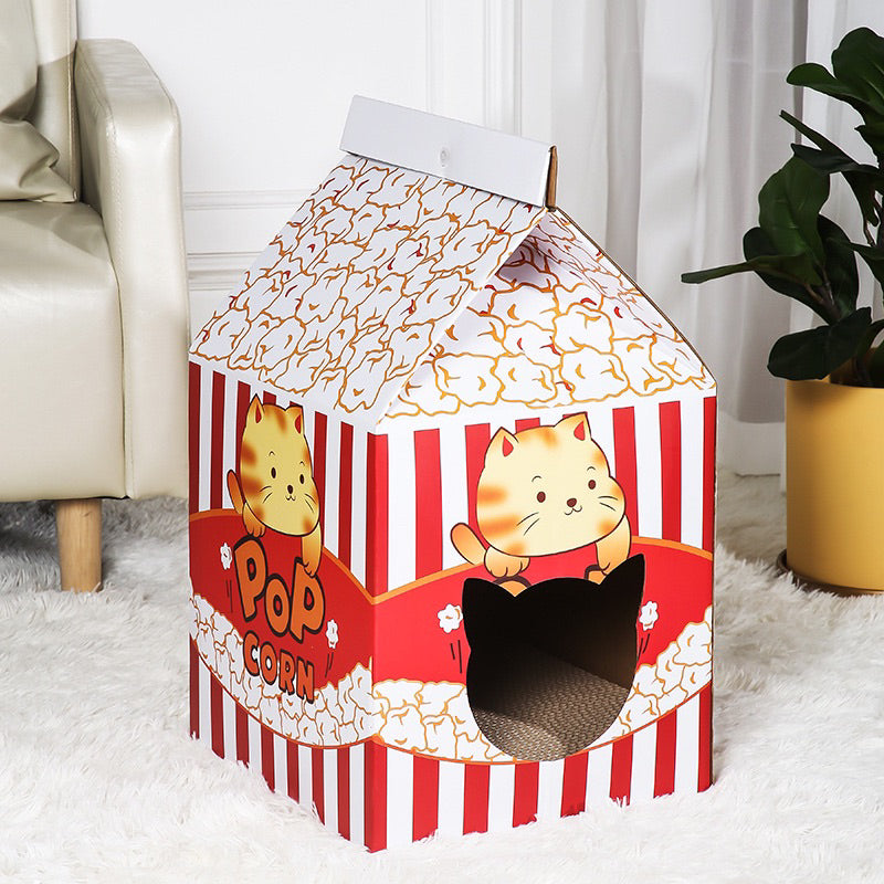 Classic Milk Box Cat Scratcher Pad Scratch Board Pet House Bed