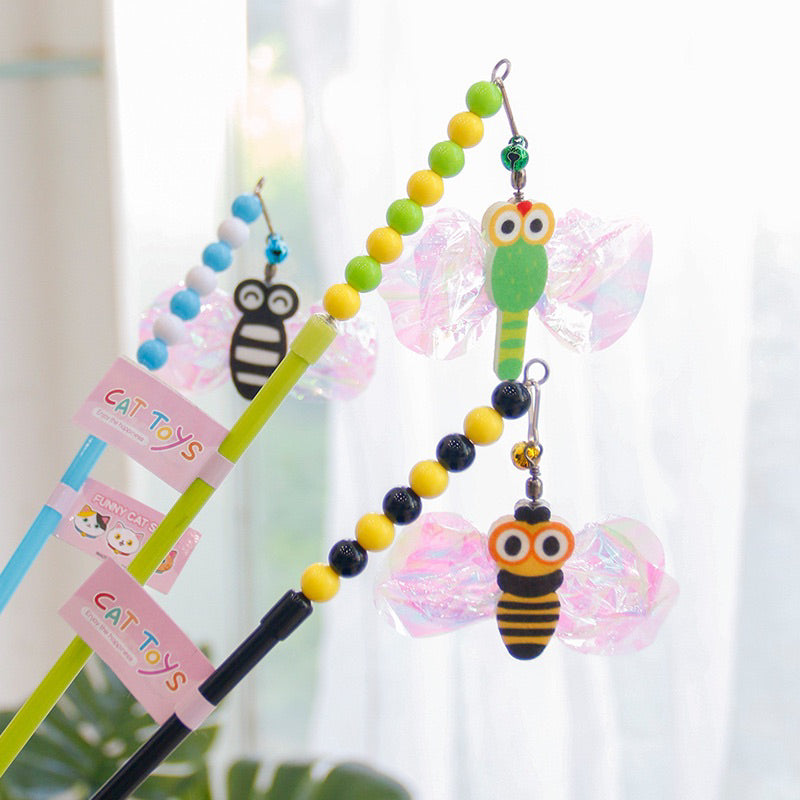 Cat Teaser Insect Bug Series Pet Toy Chaser Wand with Bell