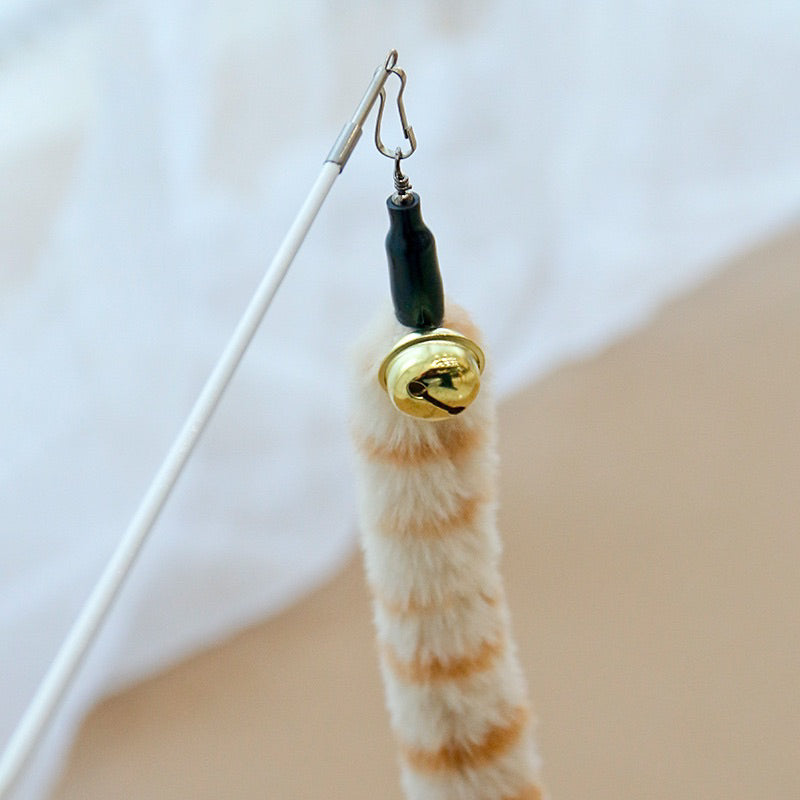Tiger Tail Cat Teaser Pet Toy Chaser Stick Wand Extension Handle