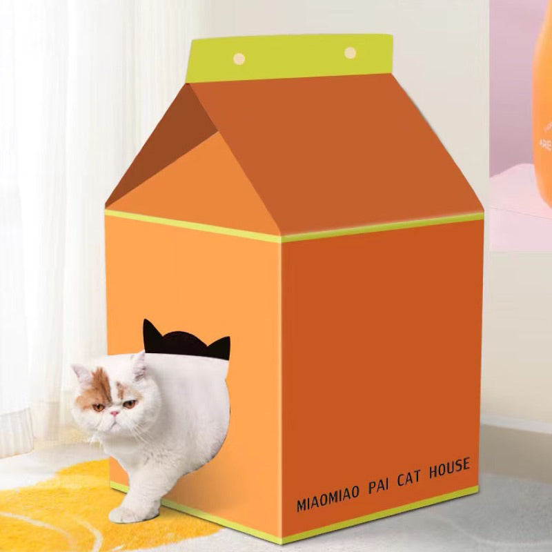 Classic Milk Box Cat Scratcher Pad Scratch Board Pet House Bed