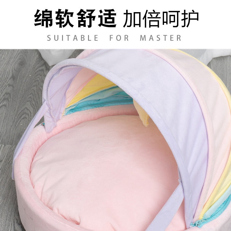 Rainbow cradle bed sofa for cat pet dog soft warm sleep pad