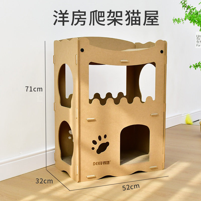 Deku triple deck Cat Villa Scratcher House Scratch Board Pet Toy Bed