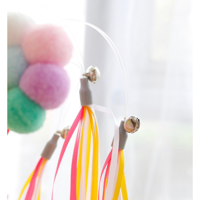 Cat teaser rice ball flower tassel stick wand pet toy