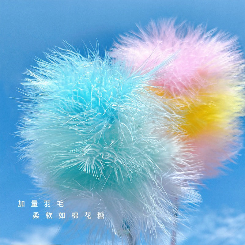 Feather Marshmallow Cat Teaser Pet Toy Wand Stick Chaser