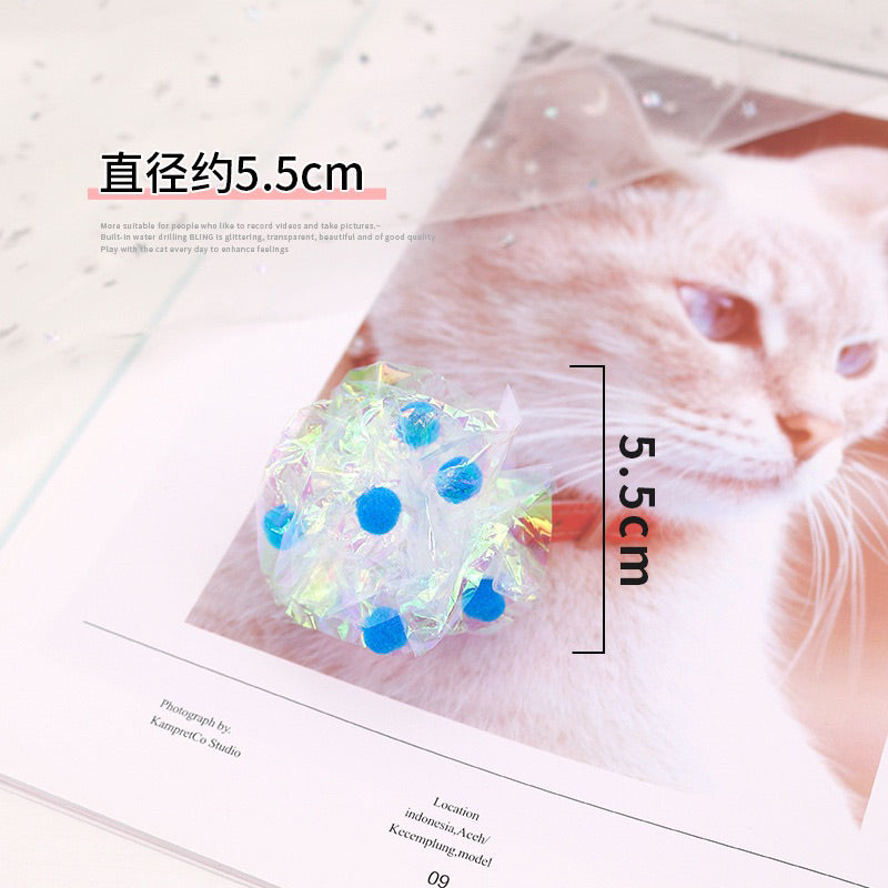 New plastic paper sound ball with gift box set of 3 pet toy cat toy chaser