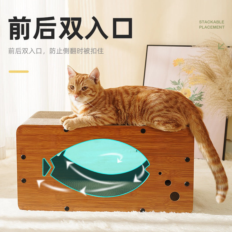 MeowFairy bubble 🫧 fish cat scratcher house double deck